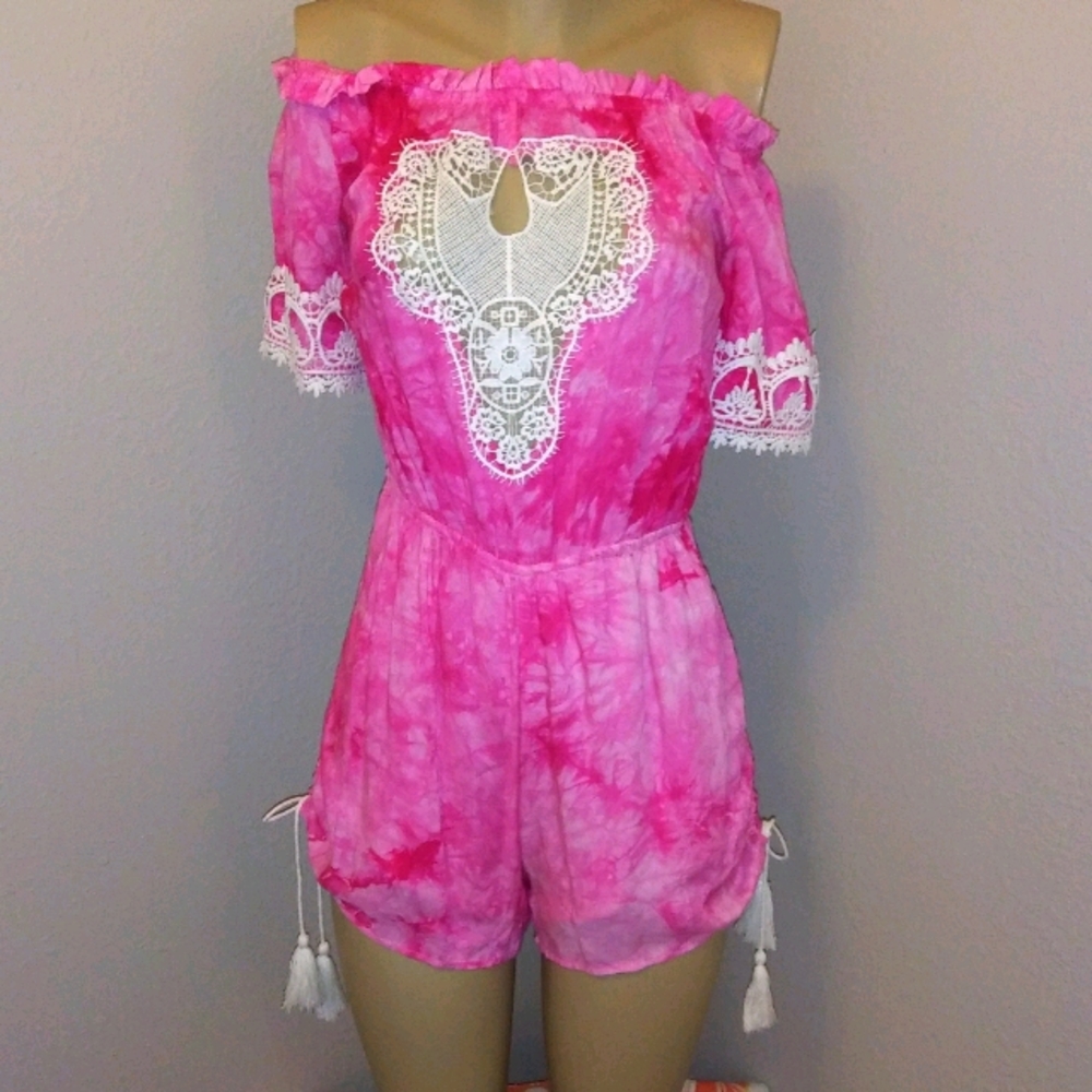 Hot pink Tie Dye Romper